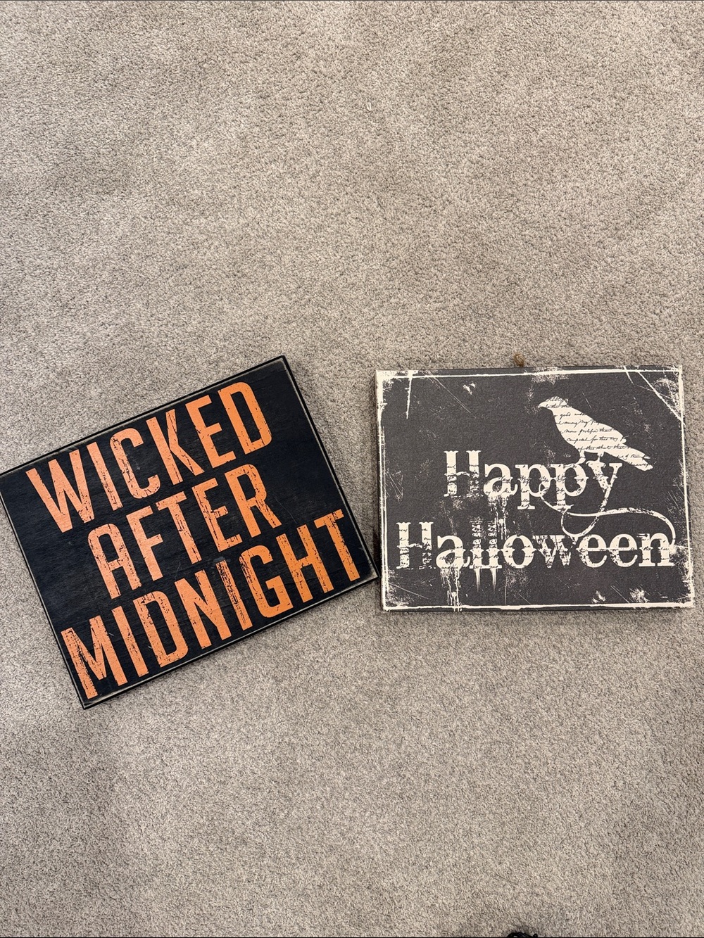 Halloween Wall Sign Set - Black and Orange